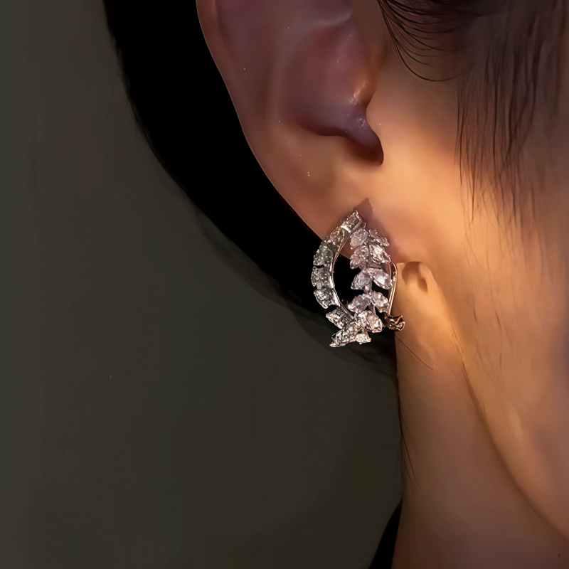 14K Gold-Plated Elegant Zircon Wheat Earrings
