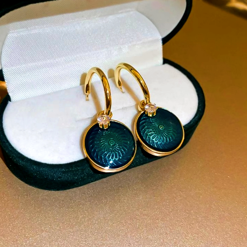 14K Gold-Plated Zircon Oil Drop Earrings
