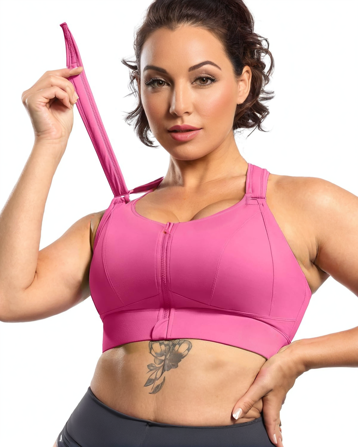 Zip Front Adjustable High Impact Sports Bras for Women