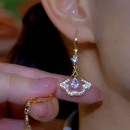 14K Gold-Plated Bling Leaf Earrings