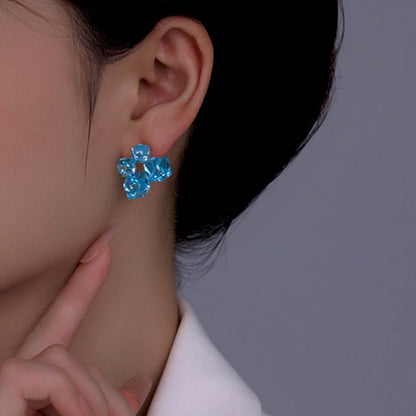 14K Gold-Plated Blue Crystal Stud Earrings