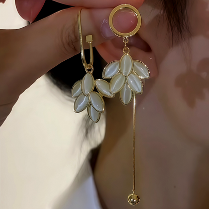 14K Gold-Plated Cat's Eye Asymmetrical Earrings