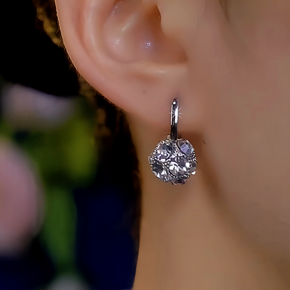 14K Gold-Plated Diamond Ball Earrings