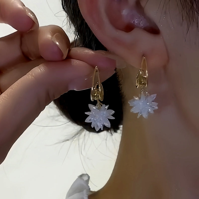 14K Gold-Plated Elegant Crystal Snowflake Earrings