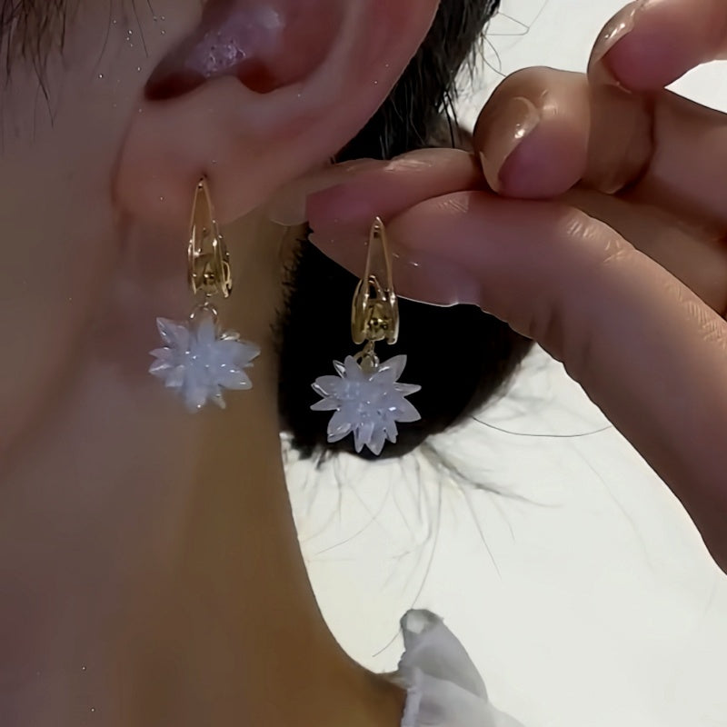 14K Gold-Plated Elegant Crystal Snowflake Earrings