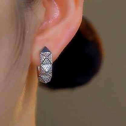 14K Gold-Plated Elegant Diamond Hoop Earrings