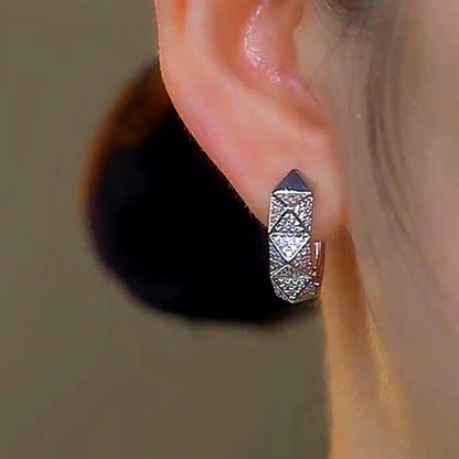 14K Gold-Plated Elegant Diamond Hoop Earrings