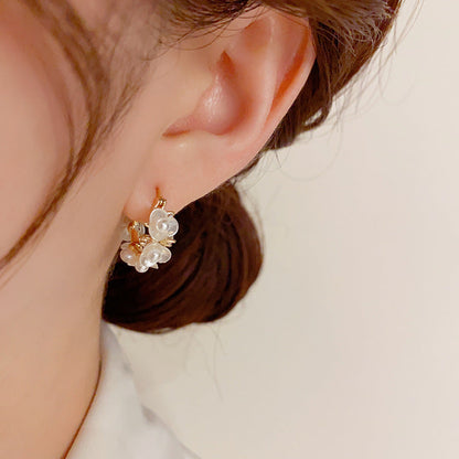 14K Gold-Plated Elegant Zircon Flower Earrings