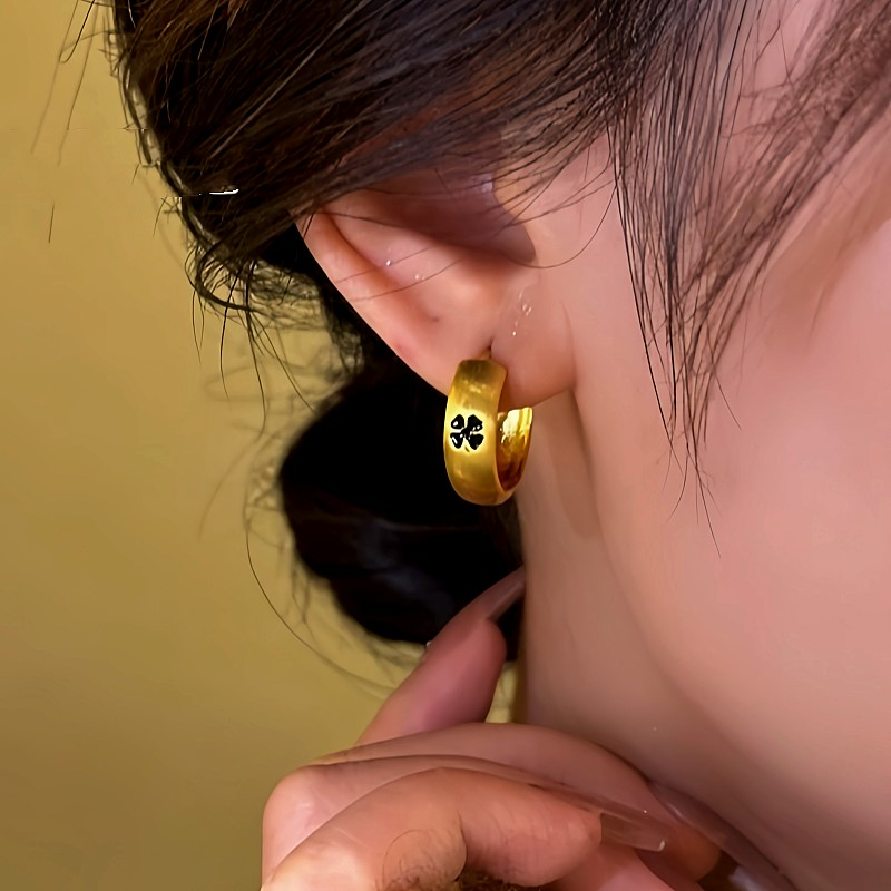14K Gold-Plated Lucky Clover Hoop Earrings