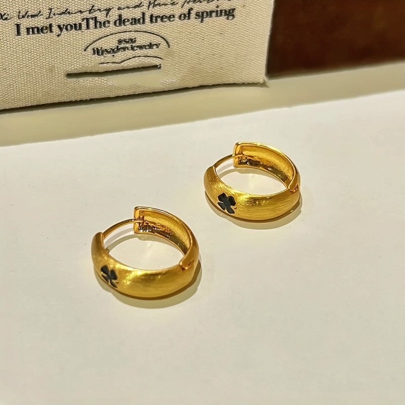 14K Gold-Plated Lucky Clover Hoop Earrings