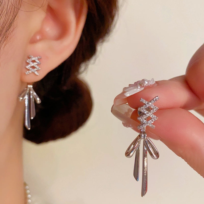 14K Gold-Plated Luxury Zircon Cross-Style Earrings