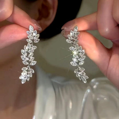 14K Gold-Plated Luxury Zircon Wheat Earrings