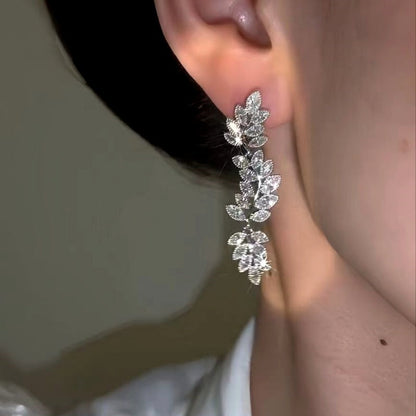 14K Gold-Plated Luxury Zircon Wheat Earrings