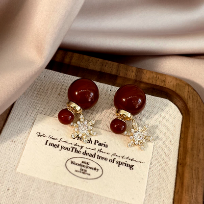 14K Gold-Plated Oil Drop Snowflake Jacket Earrings