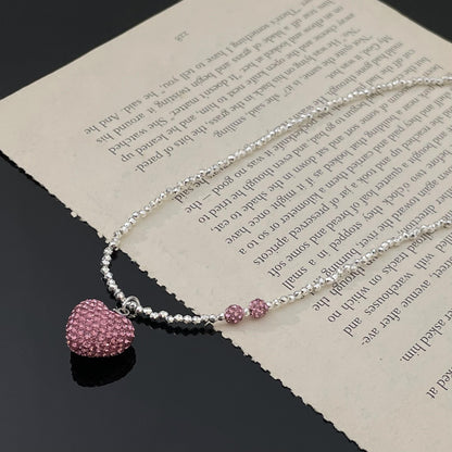 14K Gold-Plated Pink Love Heart Necklaces