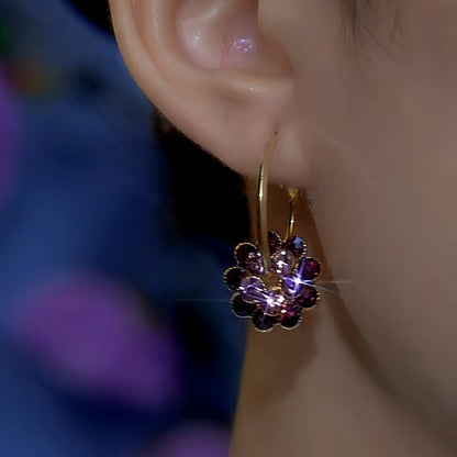 14K Gold-Plated Purple Zircon Flower Earrings