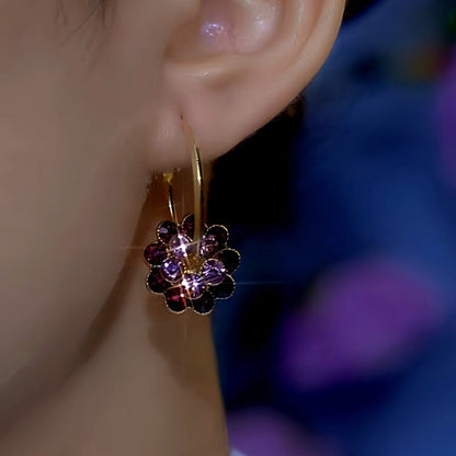 14K Gold-Plated Purple Zircon Flower Earrings
