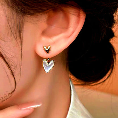 14K Gold-Plated Zircon Heart-Design Earrings