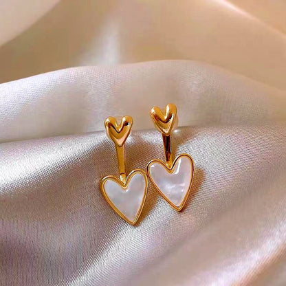 14K Gold-Plated Zircon Heart-Design Earrings