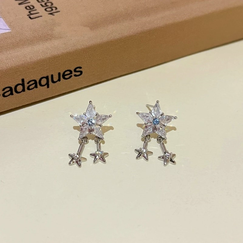 14K Gold-Plated Zircon Romantic Star Earrings