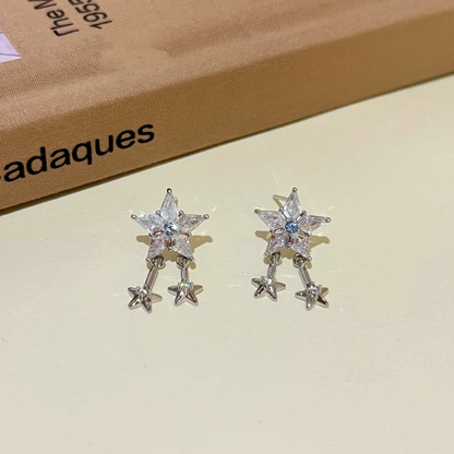 14K Gold-Plated Zircon Romantic Star Earrings
