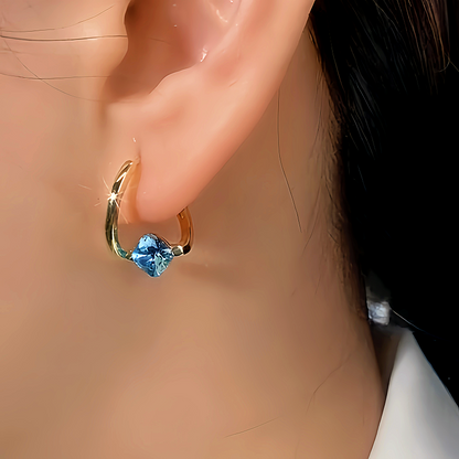14K Gold-plated Blue One-Carat Diamond Earrings