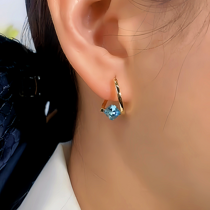 14K Gold-plated Blue One-Carat Diamond Earrings