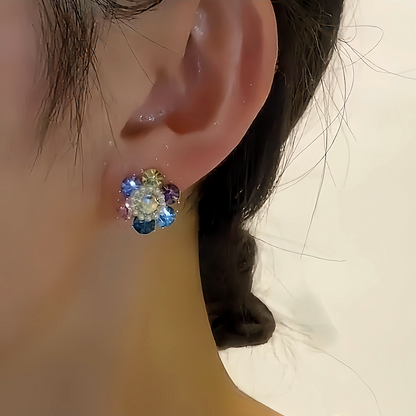 14K Gold-plated Colorful Crystal Stud Earrings