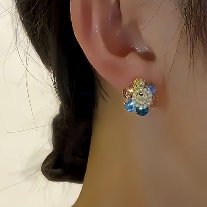 14K Gold-plated Colorful Crystal Stud Earrings