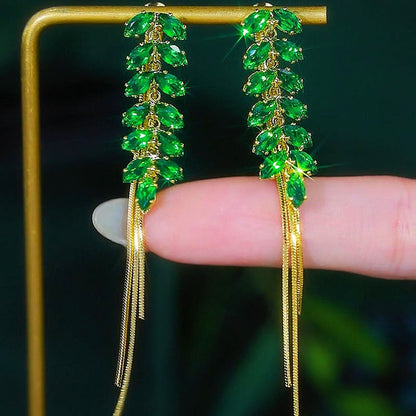 14K Gold-plated Crystal Wheat Earrings