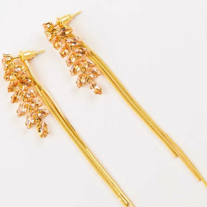 14K Gold-plated Crystal Wheat Earrings