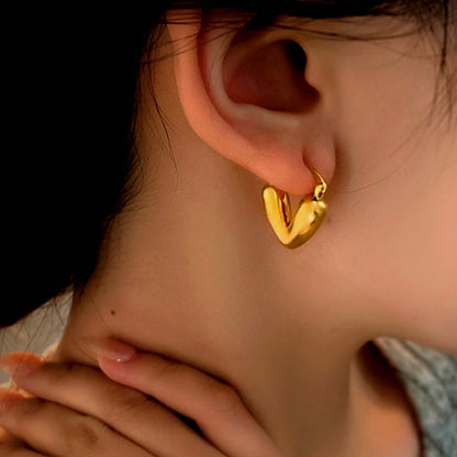 14K Gold-plated Elegant Heart-Design Earrings