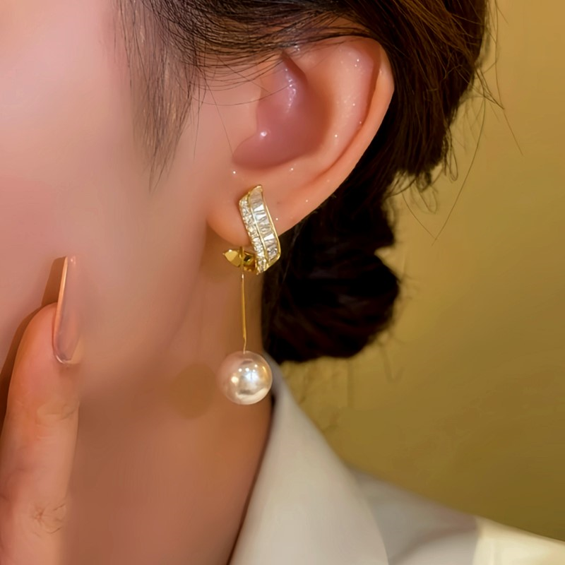 14K Gold-plated Zircon Bead Tassel Earrings