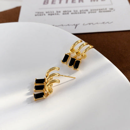 14K Gold-plated Zircon Tassel Earrings