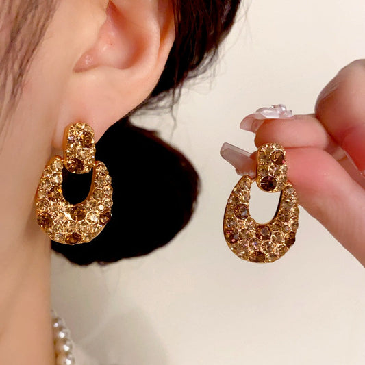 14K Gold Plated Brown Diamond Earrings