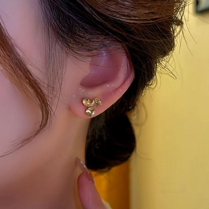14K Gold Plated Champagne Diamond Flower Stud Earrings