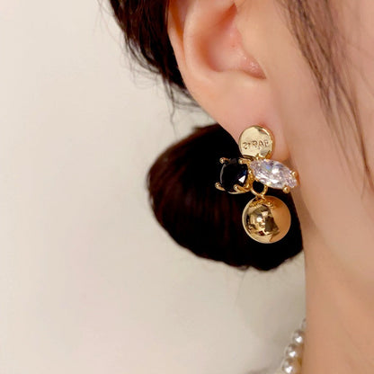 14K Gold Plated Zircon Ball Earrings