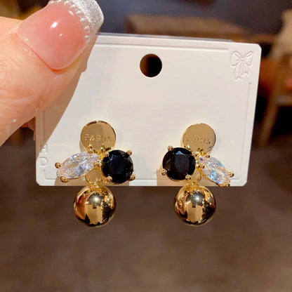 14K Gold Plated Zircon Ball Earrings