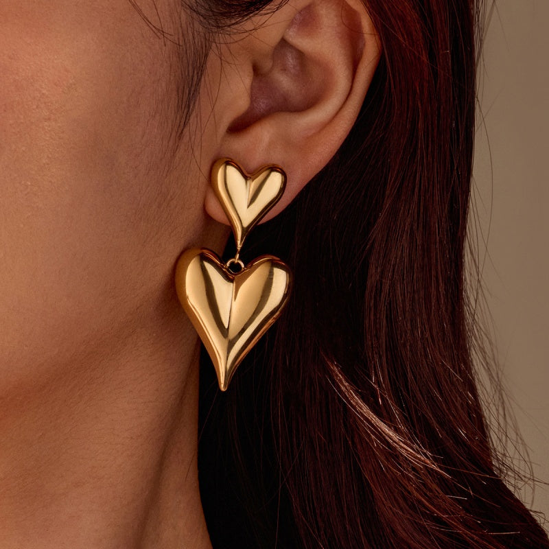 18K Gold-Plated Double-Heart Earrings