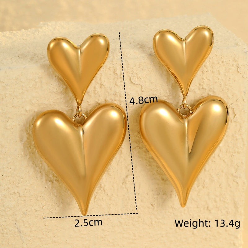 18K Gold-Plated Double-Heart Earrings