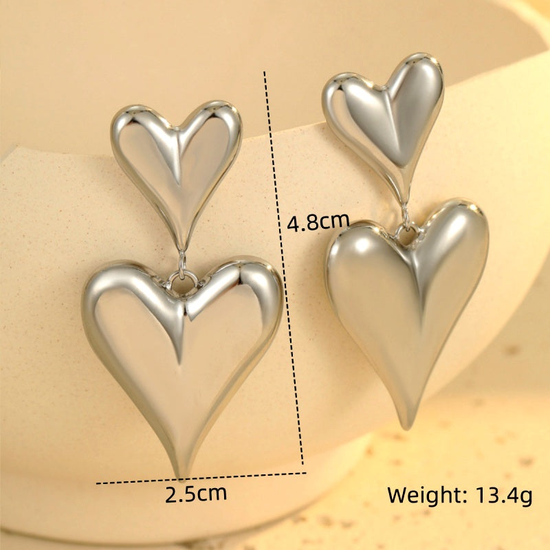 18K Gold-Plated Double-Heart Earrings