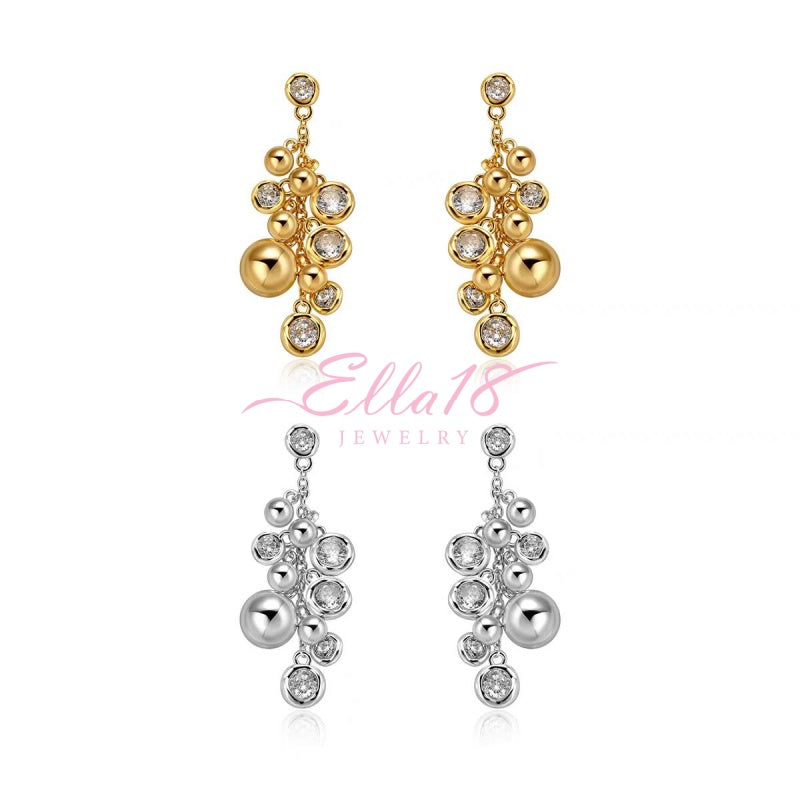 18K Gold-Plated Zircon Ball Tassel Earrings