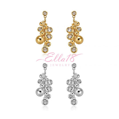 18K Gold-Plated Zircon Ball Tassel Earrings