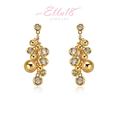 18K Gold-Plated Zircon Ball Tassel Earrings
