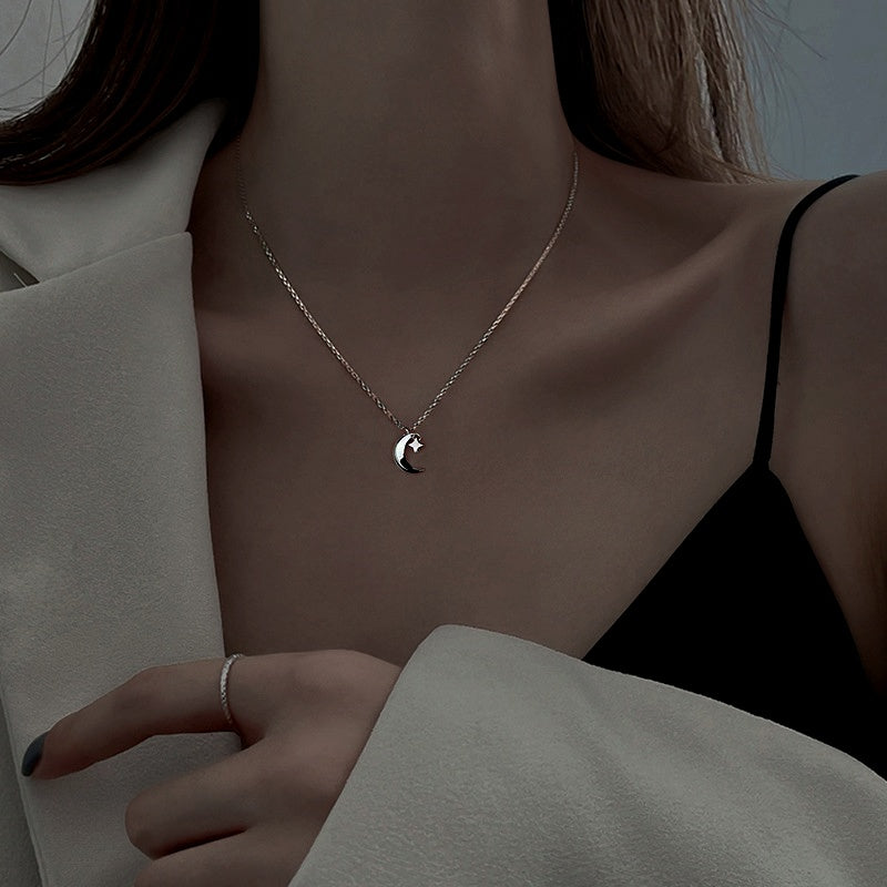 Sterling Silve Star And Moon Necklace