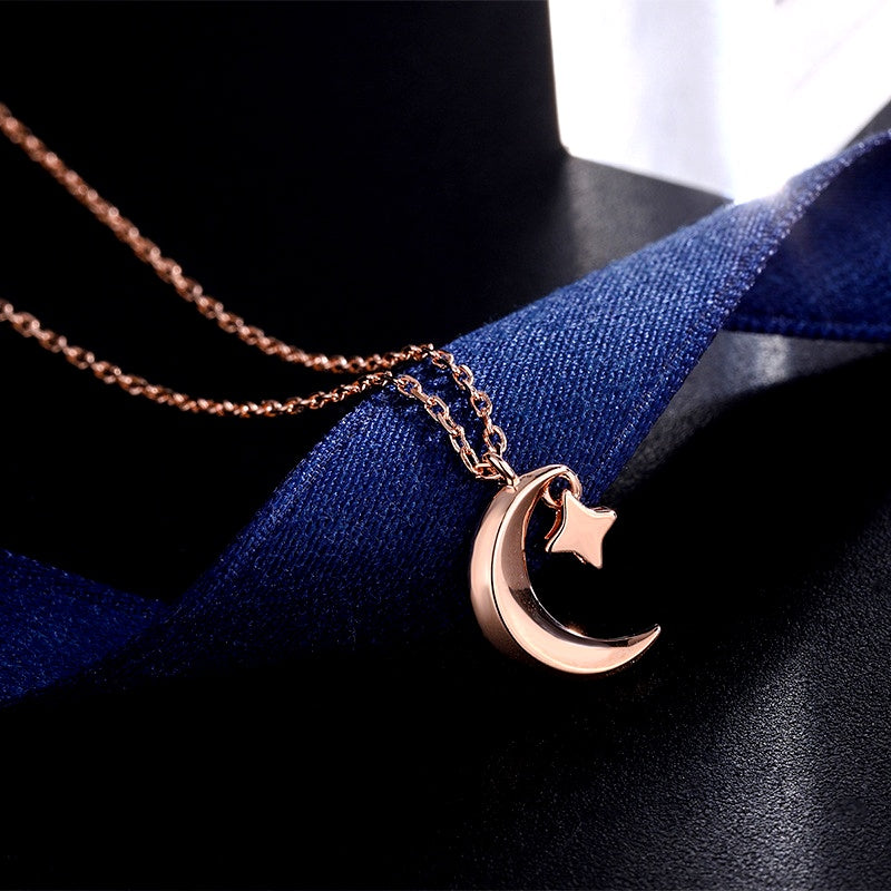 Sterling Silve Star And Moon Necklace