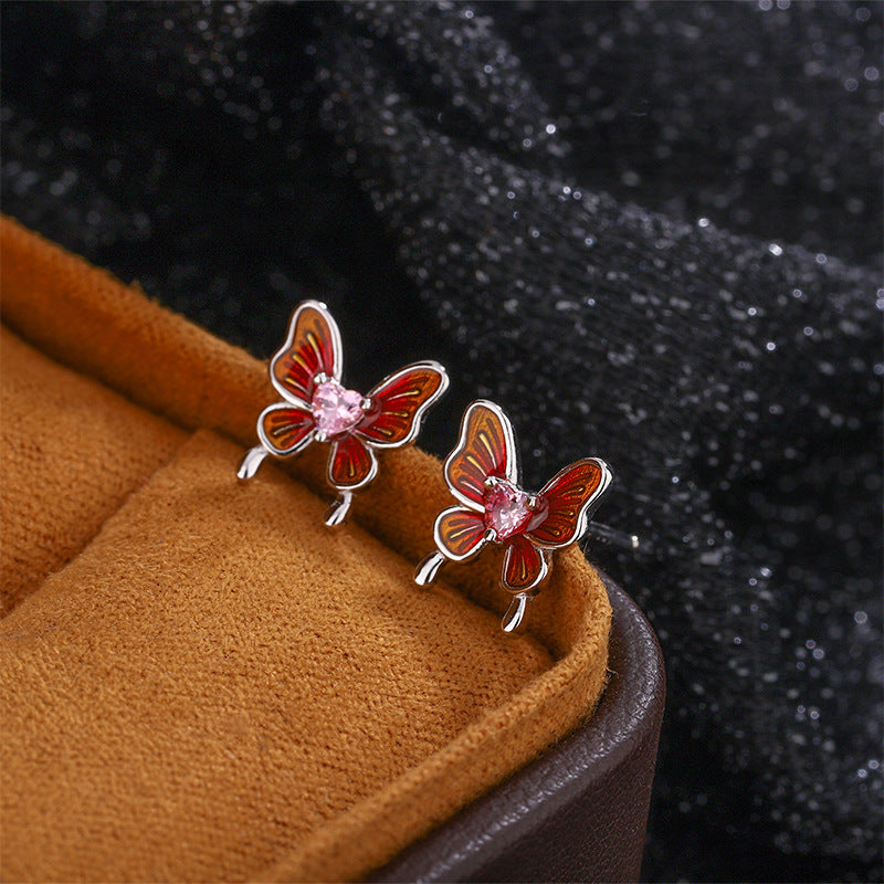 Sterling Silver Butterfly Stud Earrings