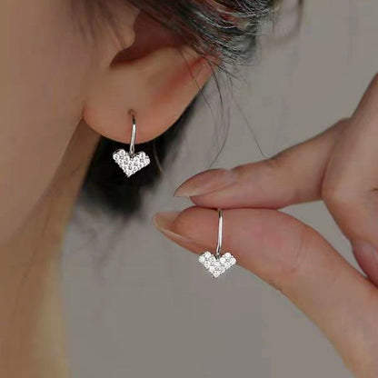 Sterling Silver Diamond Heart-Design Earrings