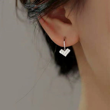 Sterling Silver Diamond Heart-Design Earrings