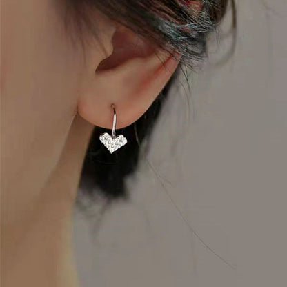 Sterling Silver Diamond Heart-Design Earrings